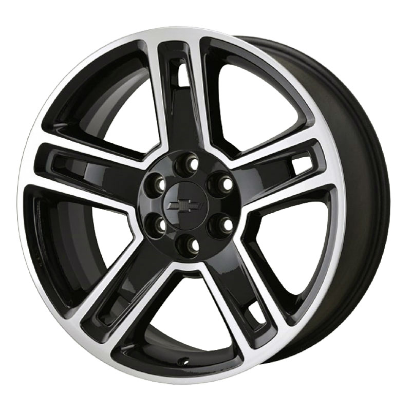 2015 Silverado 1500 22\" Wheel, Aluminum 5 Split-Spoke, Machined, Gloss Black, SEW, 22\" x 9\", Single