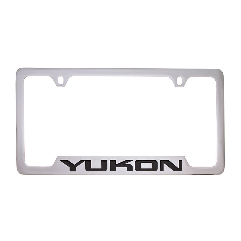 2016 Yukon XL License Plate Frame | Chrome | Black Yukon Script Logo