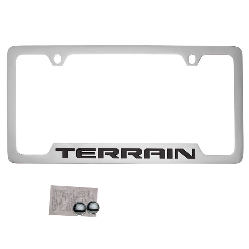 2017 Terrain License Plate Frame | Chrome with Black Terrain Logo | Bottom