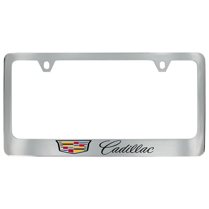 2024 Escalade | License Plate Frame | Chrome | Multicolored Cadillac Crest and Black Script Logo