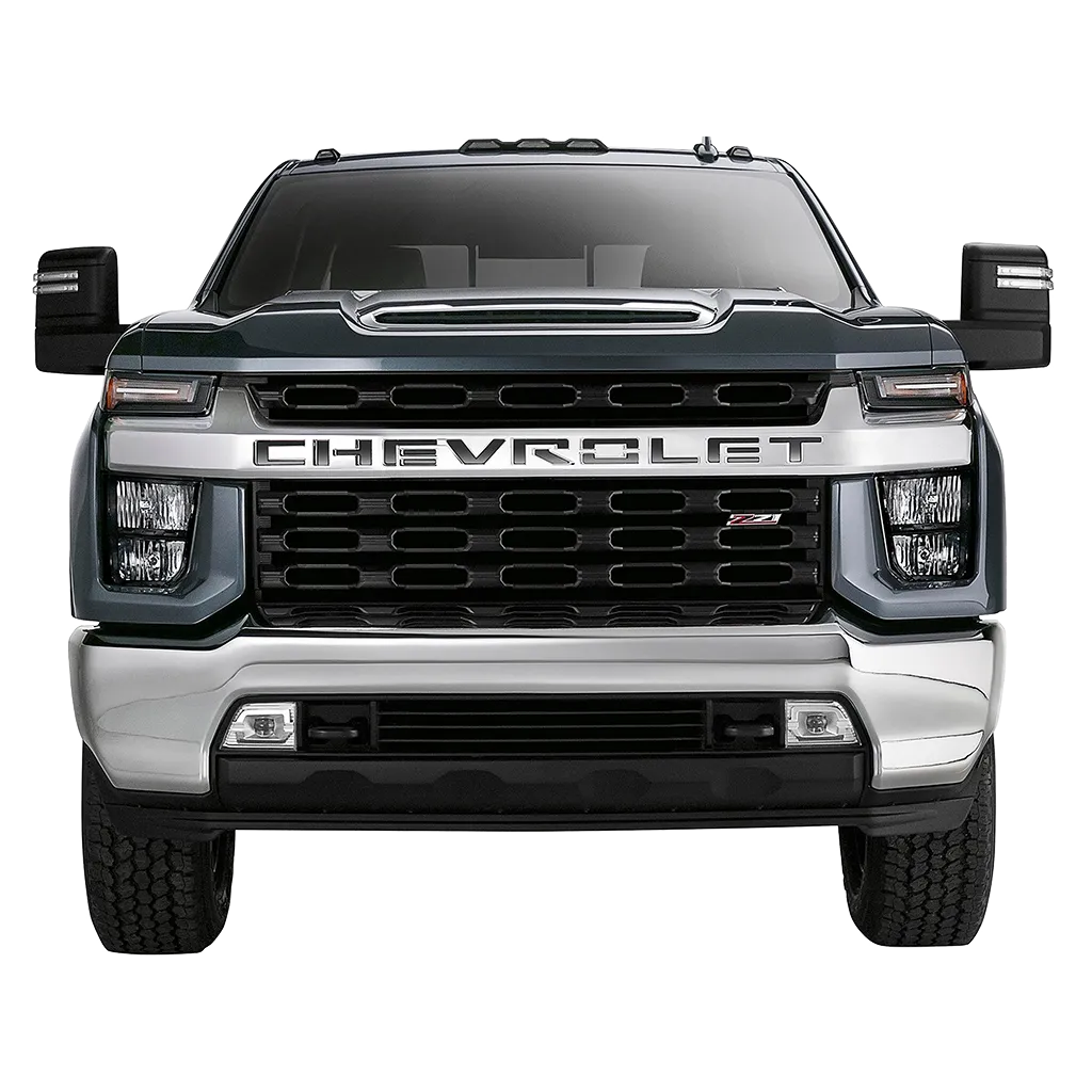 2022 Silverado 3500 | Chevrolet Front Grille Lettering | Black Platinum | 3-D Stamped
