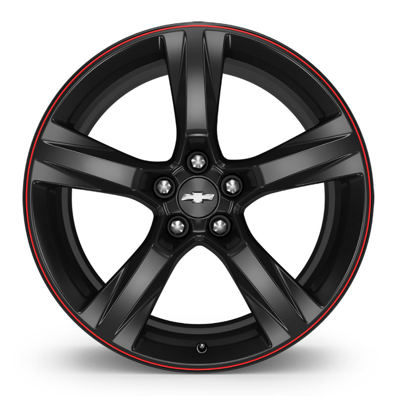 2022 Camaro | 20 inch Wheel | 5-Spoke | Gloss Black | Red Stripe | 20 x   | SS Models | 23333848