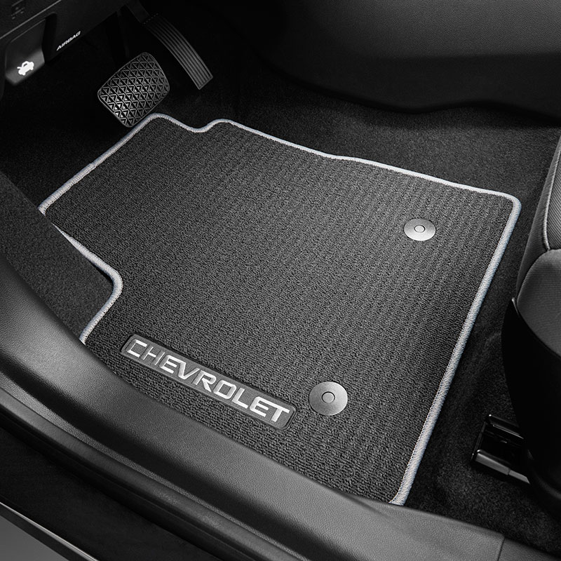2024 Trailblazer | Floor Mats | AWD | Black | Front and Rear | Ash Gray Binding | Chevrolet Logo | Set of 4