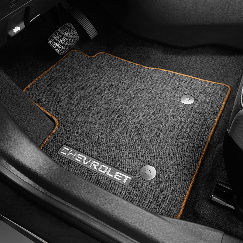2024 Trailblazer | Floor Mats | FWD | Black | Front and Rear | Almond Binding | Chevrolet Logo | Set of 3