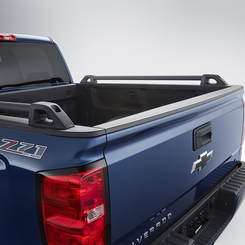 S&T Racing Matte Black Sqaure Bar Truck Bed Side Rails Compatible with 14-16 17 Chevy Silverado/GMC Sierra 8 Ft Long 