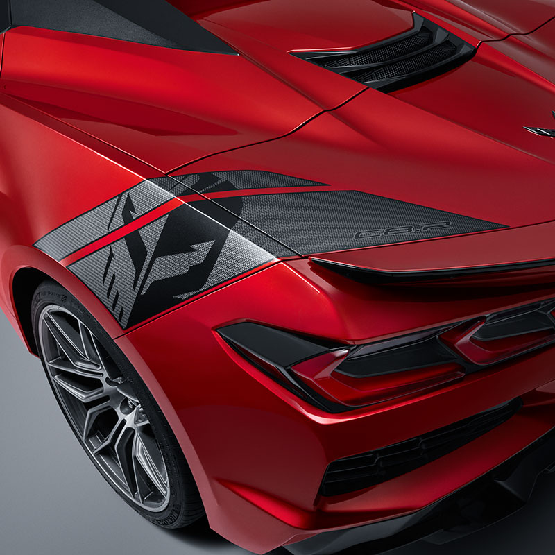 2023 C8 Corvette Z06 | Rear Graphics Package | Jake and C8.R Logos | Carbon Flash Metallic | Pair