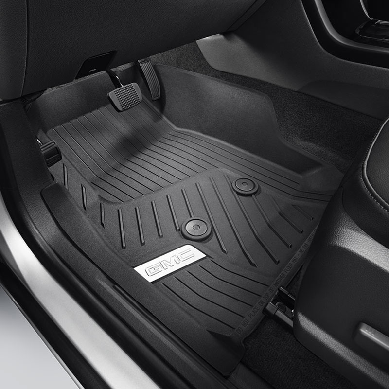 2017 Canyon Floor Liners | Front Row | Black | Chrome GMC Logo | Premium All Weather | Set of Two