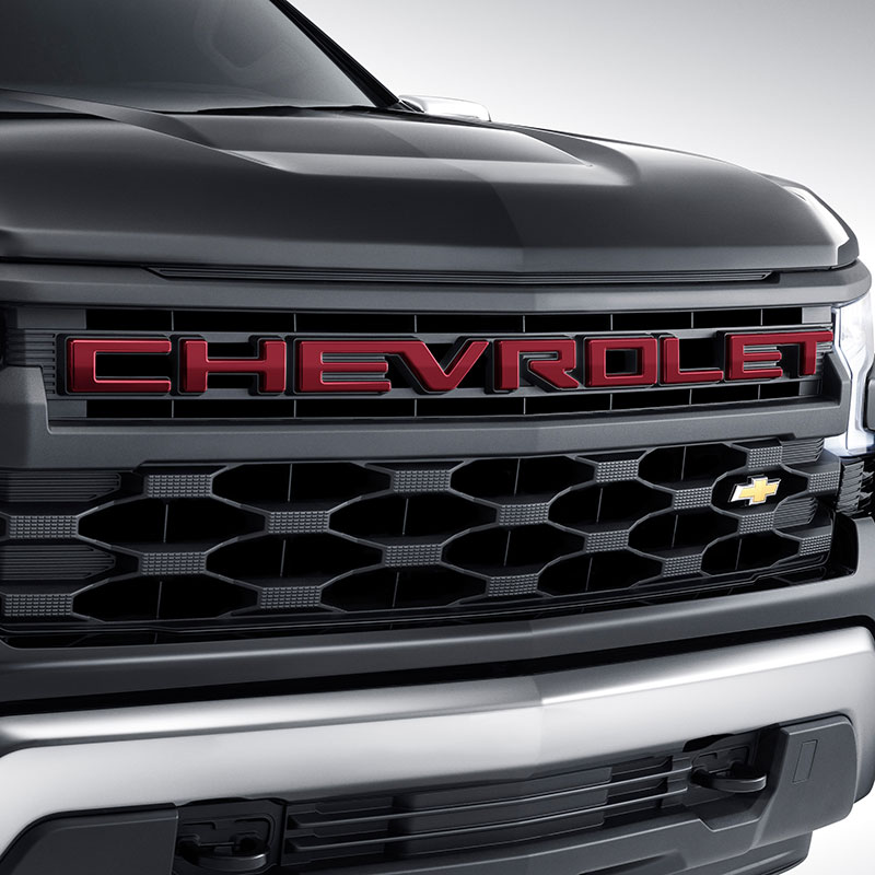 2022 Silverado 1500 Front Grille Package | Black | Red Chevrolet Script | WITHOUT HD Surround