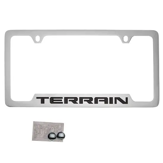 2017 Terrain License Plate Frame | Chrome with Black Terrain Logo | Bottom