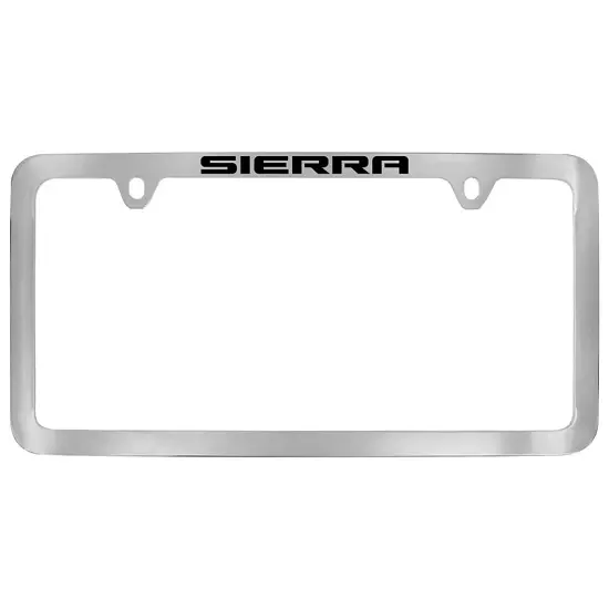2017 Sierra 2500 | License Plate Frame | Chrome | Thin | Black Sierra Logo