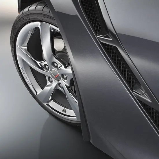 2019 Corvette Stingray Splash Guards | Black | Front | Molded
