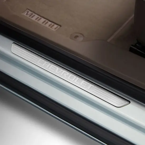 2024 Malibu | Front Door Sill Plates | Chevrolet Script | Stainless Steel | Pair