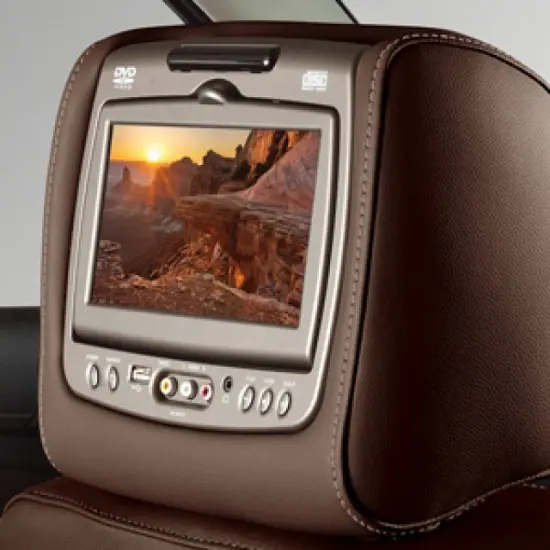 2018 Silverado 1500 Dual DVD Headrest System | Cocoa Vinyl | Dune Stitching