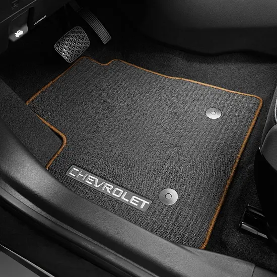 2024 Trailblazer | Floor Mats | FWD | Black | Front and Rear | Almond Binding | Chevrolet Logo | Set of 3