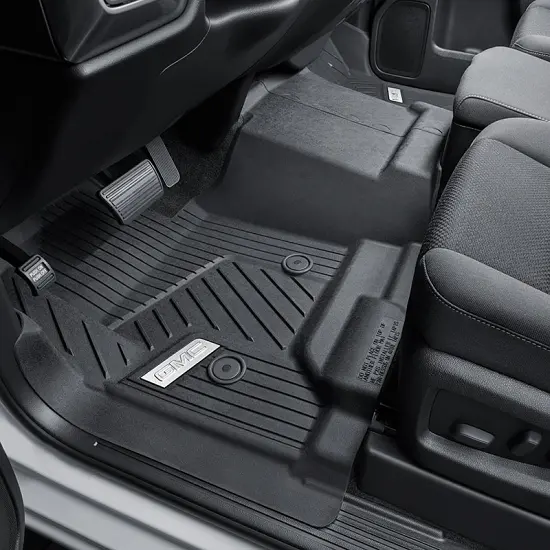 2018 Yukon XL Floor Liners | Black | Front Row | No Center Console | Chrome GMC Logo
