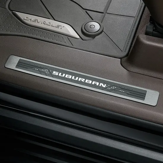 2024 Suburban | Door Sill Plates | Illuminated | Stainless Steel | Suburban Script Logo | Set of 4