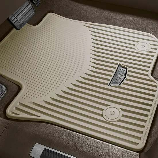 2025 Escalade ESV | Floor Mats | Whisper Beige | All-Weather | Front Row | Cadillac Logo | Set of 2