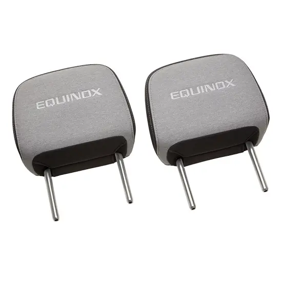 2022 Equinox Headrest | Medium Ash Gray Cloth | Embroidered Equinox Script | Pair