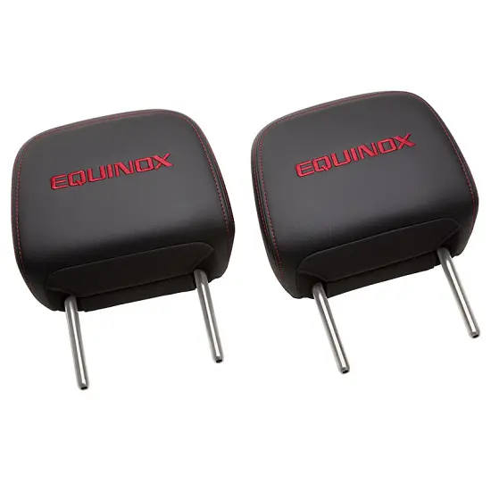 2022 Equinox Headrest | Black Cloth | Red Stitching | Equinox Script | Pair