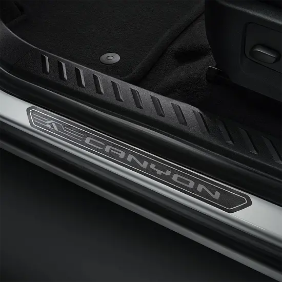 2026 Canyon | Front Door Sill Plates | Canyon Script | Jet Black Surround | Front Doors | Pair